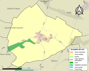 Carte en couleurs présentant l'occupation des sols.