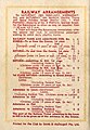 Back cover showing railway arrangements and admission fares