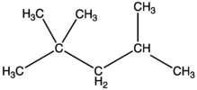 Skeletal formula of 2,2,4-Trimethylpentane with all implicit hydrogens shown