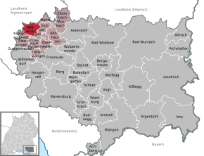 Poziția Hoßkirch pe harta districtului Ravensburg