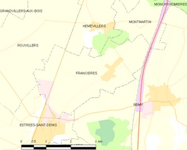 Mapa obce Francières