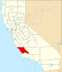 Harta statului California indicând comitatul San Luis Obispo