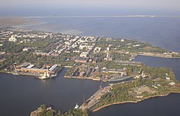 Flygfoto över Kronstadt.