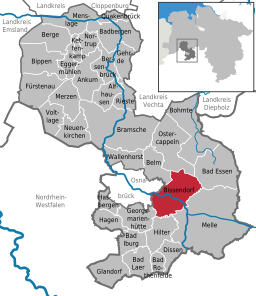 Läget för kommunen Bissendorf i Landkreis Osnabrück