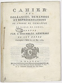 Cahier des doléances, demandes et représentations de l’ordre du Tiers-État de l’Isle de Corse, 1 - Archives Nationales - B-a-34 dossier 8 pièce 4.jpg