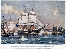 HMS Powerful  [لغات أخرى]‏ at the Battle of St Jean D'Acre