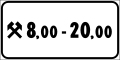 Timetable: the sign between the hours shown but only in working days[7] (represented by the two hammers crossed)