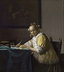 Johannes Vermeer: Ung kvinna som skriver ett brev 1665–1666