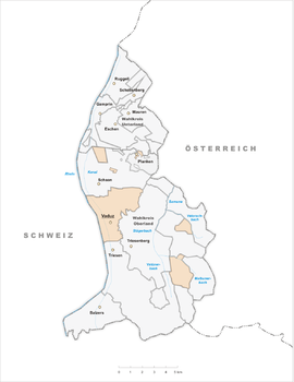 Vaduz belediyesi'nin sınırları