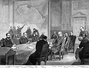 Zeichnung der Teilnehmer der Kongokonferenz 1884