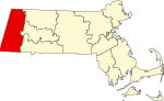 Mapa de Massachusetts con la ubicación del condado de Berkshire