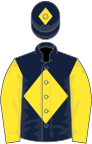 Dark blue, yellow diamond, sleeves and diamond on cap