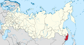 Primorjen aluepiiri Venäjällä, alla kaupungin sijainti aluepiirissä