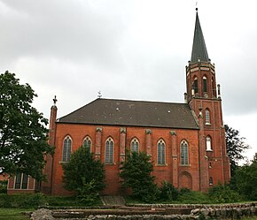 View over the remnants of the former monastery towards the Lutheran church St.Marien und Bartholomäi