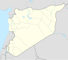 Mapa konturowa Syrii, po lewej nieco u góry znajduje się punkt z opisem „Al-Muntar”