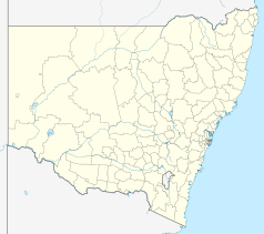 Mapa konturowa Nowej Południowej Walii, u góry po prawej znajduje się punkt z opisem „Glen Innes”