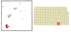 Location within Cowley County and Kansas