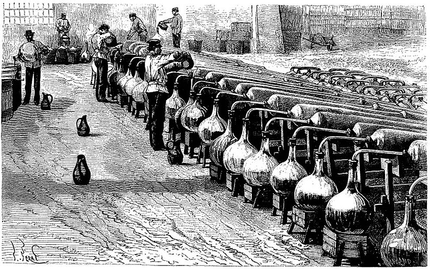 弾薬製造のための雷酸水銀(II)の合成（1871年、オー＝ド＝セーヌ県の工場にて）[1]