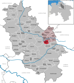 Poziția Hamersen pe harta districtului Rotenburg (Wümme)