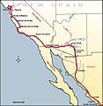 Image 57Map of the route taken by the Anza Expedition of 1775–76, from the Presidio of Tubac to San Francisco Bay. (from History of California)