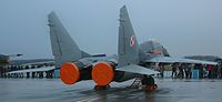На истребителе МиГ-29 использована двухкилевая схема хвостового оперения