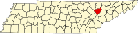 アンダーソン郡の位置を示したテネシー州の地図