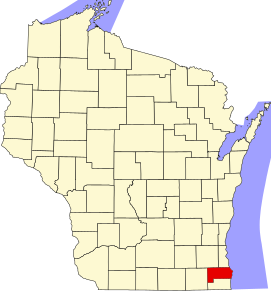 Localizare Comitatului Racine în statul Wisconsin Pierce