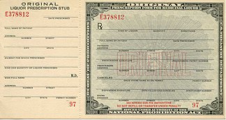 Late 1920s prescription form for medicinal liquor