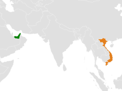 Map indicating locations of United Arab Emirates and Vietnam