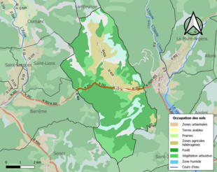 Carte en couleurs présentant l'occupation des sols.