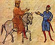 Basileios I trên lưng ngựa (tranh lấy từ biên niên sử Chronikon của Ioannis Skylitzes)