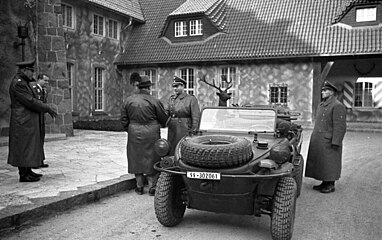 Hermann Göring with a Schwimmwagen at Carinhall