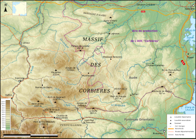Map of the Corbières Massif