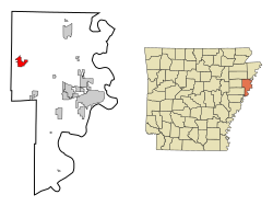 Location in Crittenden County and the state of آرکانزاس