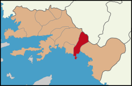 Map showing Dalaman District in Muğla Province