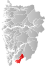 Etne markert med rødt på fylkeskartet