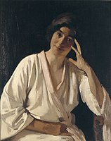 Maria Witsen-Schorr in witte kimono (1917), olieverf op doek, Instituut Collectie Nederland