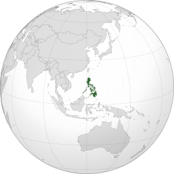 Location of Philippines (green) and within ASEAN (dark grey)