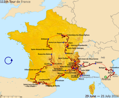 Route of the 2024 Tour de France