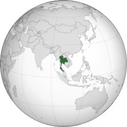 Vị trí Thái Lan (xanh) trên thế giới