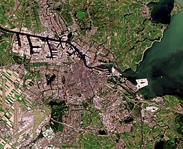 Satellietfoto van de stad Amsterdam