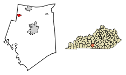 Location of Park City in Barren County, Kentucky.