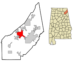 Location of Rainsville, Alabama