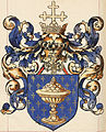 Escudo do reino de Galiza ilustrado no L´armorial Le Blancq, contra 1560.