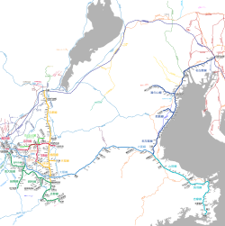 Kintetsu-rautateiden linjakartta