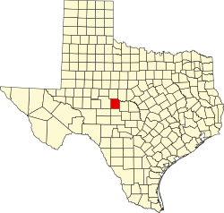 Karte von Concho County innerhalb von Texas