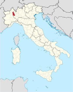Map heichlichtin the location o the province o Novara in Italy