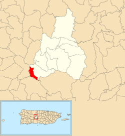 Location of Pica within the municipality of Jayuya shown in red