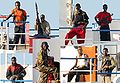 Image 6A collage of Somali pirates armed with AKM assault rifles, RPG-7 rocket-propelled grenade launchers and semi-automatic pistols in 2008 (from Piracy)