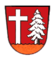 Gemeinde Kreuzanger In Rot auf goldenem Boden rechts ein silbernes Tatzenkreuz, links ein silberner Nadelbaum.